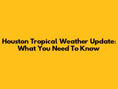 Houston Tropical Weather Update: What You Need To Know