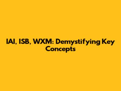 IAI, ISB, WXM: Demystifying Key Concepts
