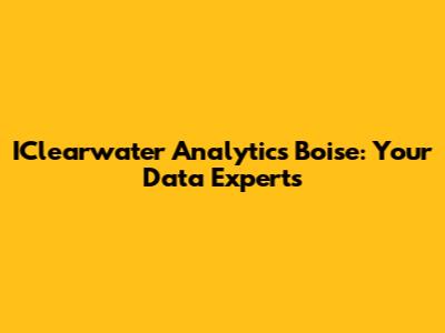IClearwater Analytics Boise: Your Data Experts