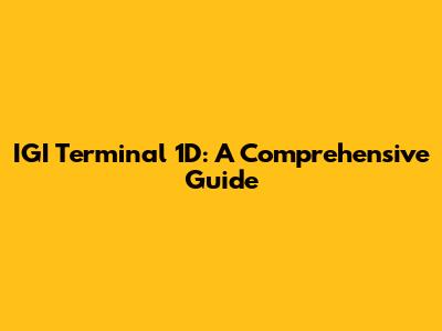 IGI Terminal 1D: A Comprehensive Guide