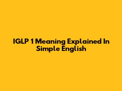 IGLP 1 Meaning Explained In Simple English