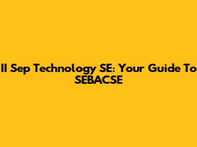 II Sep Technology SE: Your Guide To SEBACSE