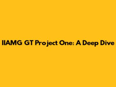 IIAMG GT Project One: A Deep Dive
