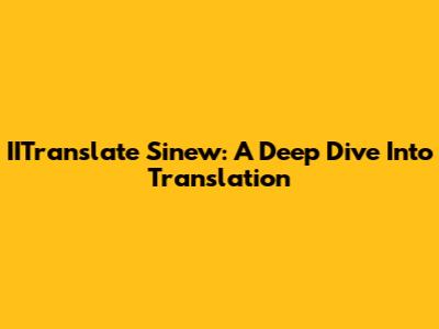 IITranslate Sinew: A Deep Dive Into Translation