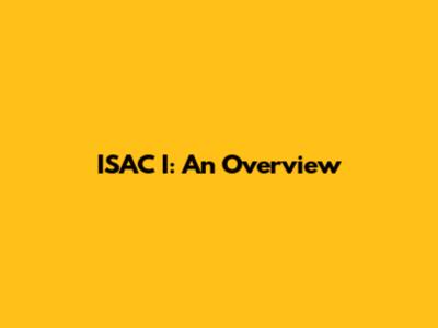 ISAC I: An Overview