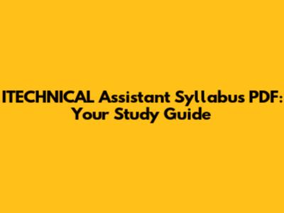 ITECHNICAL Assistant Syllabus PDF: Your Study Guide