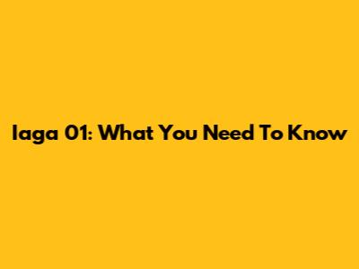 Iaga 01: What You Need To Know