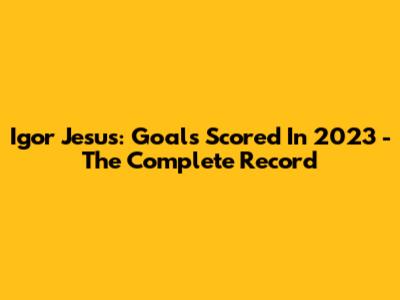Igor Jesus: Goals Scored In 2023 - The Complete Record