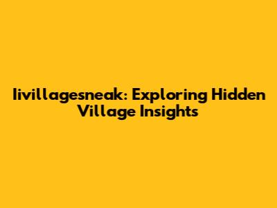 Iivillagesneak: Exploring Hidden Village Insights