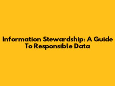 Information Stewardship: A Guide To Responsible Data