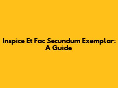 Inspice Et Fac Secundum Exemplar: A Guide