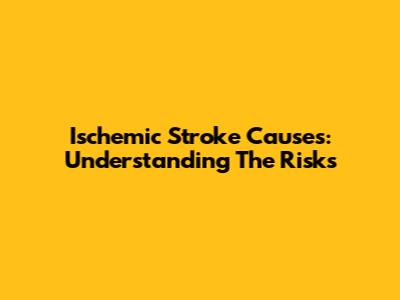 Ischemic Stroke Causes: Understanding The Risks