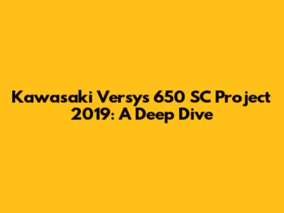 Kawasaki Versys 650 SC Project 2019: A Deep Dive
