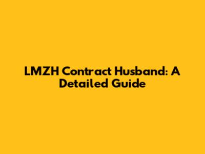 LMZH Contract Husband: A Detailed Guide