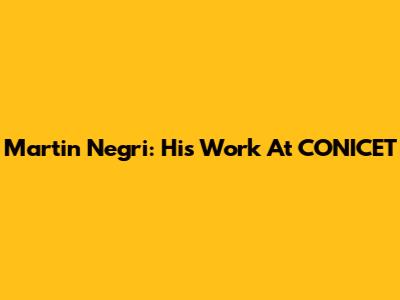 Martin Negri: His Work At CONICET