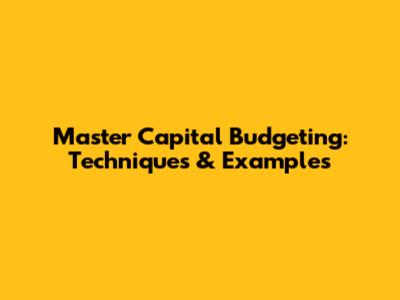 Master Capital Budgeting: Techniques & Examples