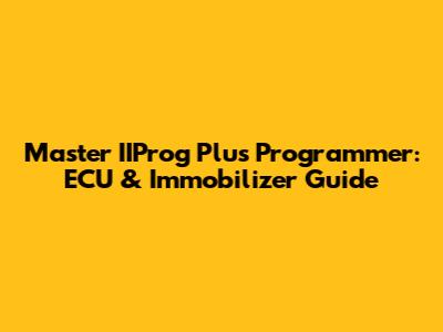 Master IIProg Plus Programmer: ECU & Immobilizer Guide