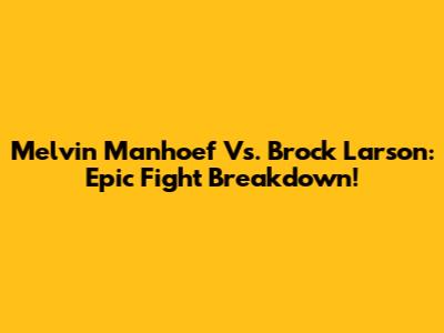 Melvin Manhoef Vs. Brock Larson: Epic Fight Breakdown!