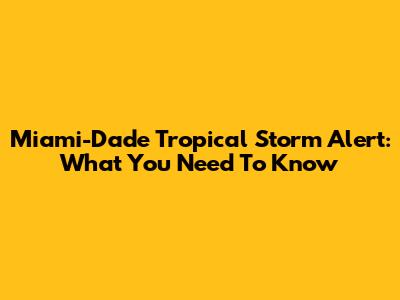 Miami-Dade Tropical Storm Alert: What You Need To Know