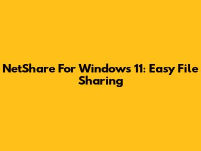 NetShare For Windows 11: Easy File Sharing