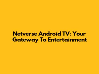 Netverse Android TV: Your Gateway To Entertainment