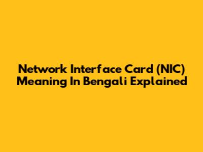 Network Interface Card (NIC) Meaning In Bengali Explained