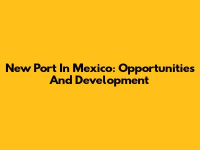New Port In Mexico: Opportunities And Development