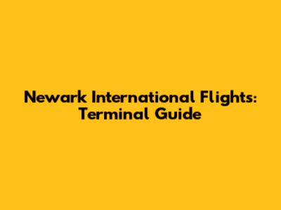 Newark International Flights: Terminal Guide