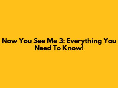 Now You See Me 3: Everything You Need To Know!