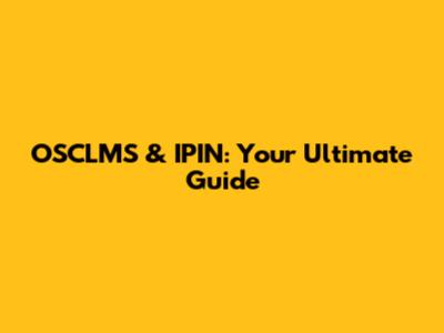 OSCLMS & IPIN: Your Ultimate Guide