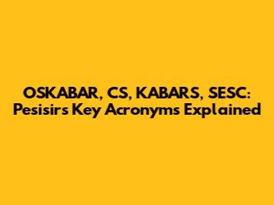 OSKABAR, CS, KABARS, SESC: Pesisir's Key Acronyms Explained