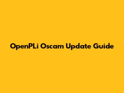 OpenPLi Oscam Update Guide