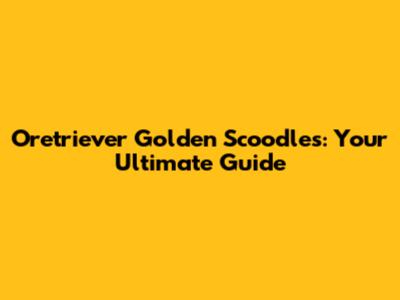 Oretriever Golden Scoodles: Your Ultimate Guide