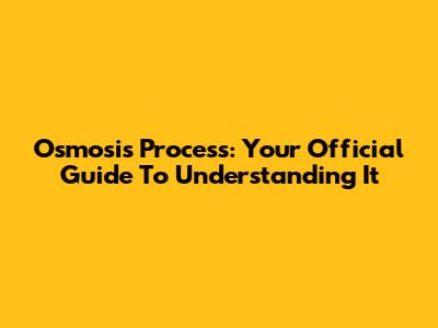 Osmosis Process: Your Official Guide To Understanding It