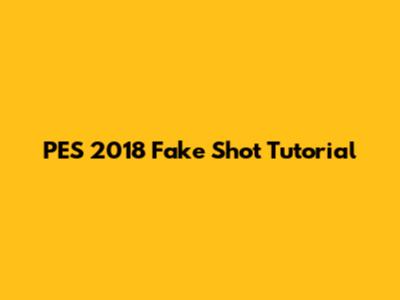 PES 2018 Fake Shot Tutorial