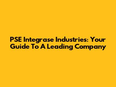 PSE Integrase Industries: Your Guide To A Leading Company