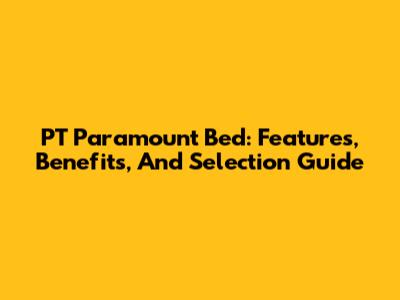PT Paramount Bed: Features, Benefits, And Selection Guide