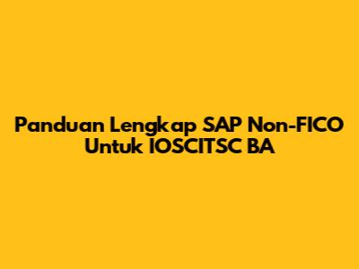 Panduan Lengkap SAP Non-FICO Untuk IOSCITSC BA