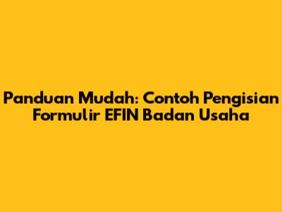 Panduan Mudah: Contoh Pengisian Formulir EFIN Badan Usaha