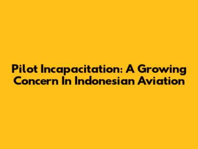 Pilot Incapacitation: A Growing Concern In Indonesian Aviation