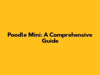 Poodle Mini: A Comprehensive Guide
