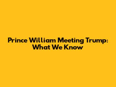 Prince William Meeting Trump: What We Know