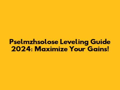 Pselmzhsolose Leveling Guide 2024: Maximize Your Gains!