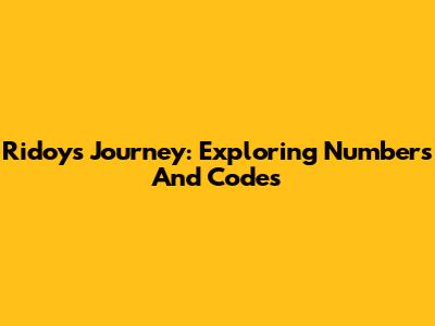 Ridoy's Journey: Exploring Numbers And Codes