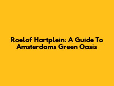 Roelof Hartplein: A Guide To Amsterdam's Green Oasis