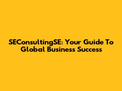 SEConsultingSE: Your Guide To Global Business Success