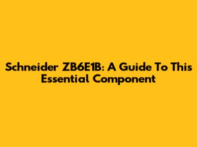 Schneider ZB6E1B: A Guide To This Essential Component