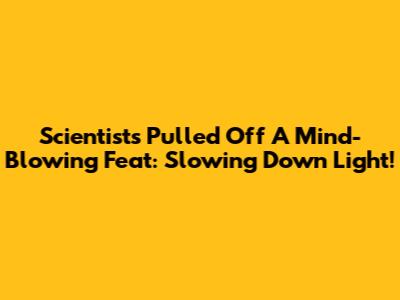 Scientists Pulled Off A Mind-Blowing Feat: Slowing Down Light!