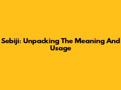 Sebiji: Unpacking The Meaning And Usage