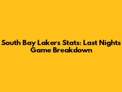 South Bay Lakers' Stats: Last Night's Game Breakdown